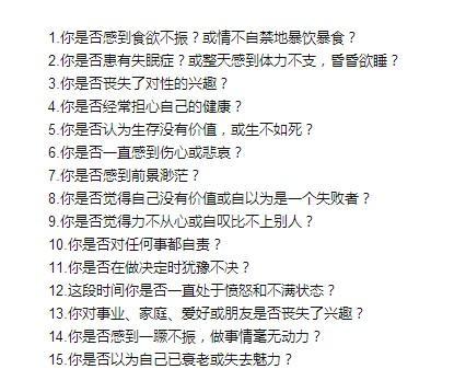 抑郁症官方测试题在线测试（抑郁症的表现测试30题在线测试）