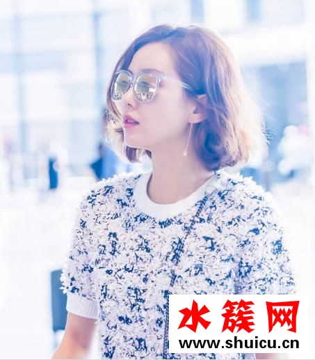 赵丽颖最新短发卷发