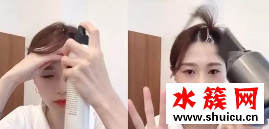 刘海长了怎么吹露额头