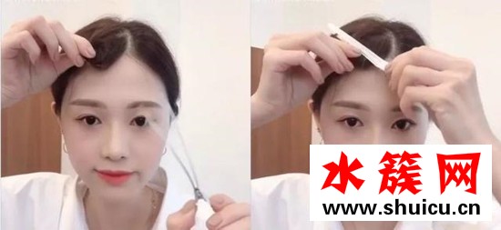 刘海长了怎么吹露额头