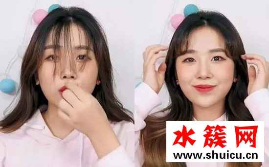 刘海长了怎么吹露额头