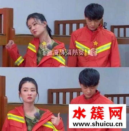 乔欣把消防衣穿成露肩装